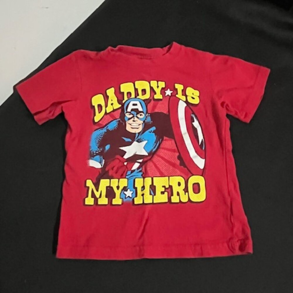 Marvel Daddy Is My Hero Captain American Red T-Shirt Size 2T Kids